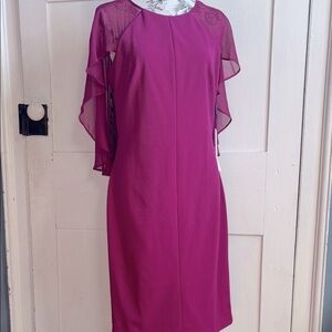 Elegant Calvin Klein Sheath Formal Dress Flutter Sleeves Size 6 New